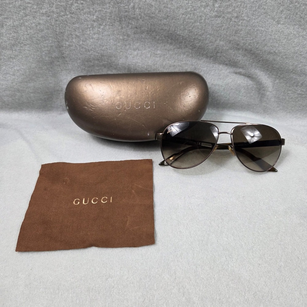 Gucci Aviator Sunglasses Women 58mm Bronze Excellent Web Stripe GG 2898/S